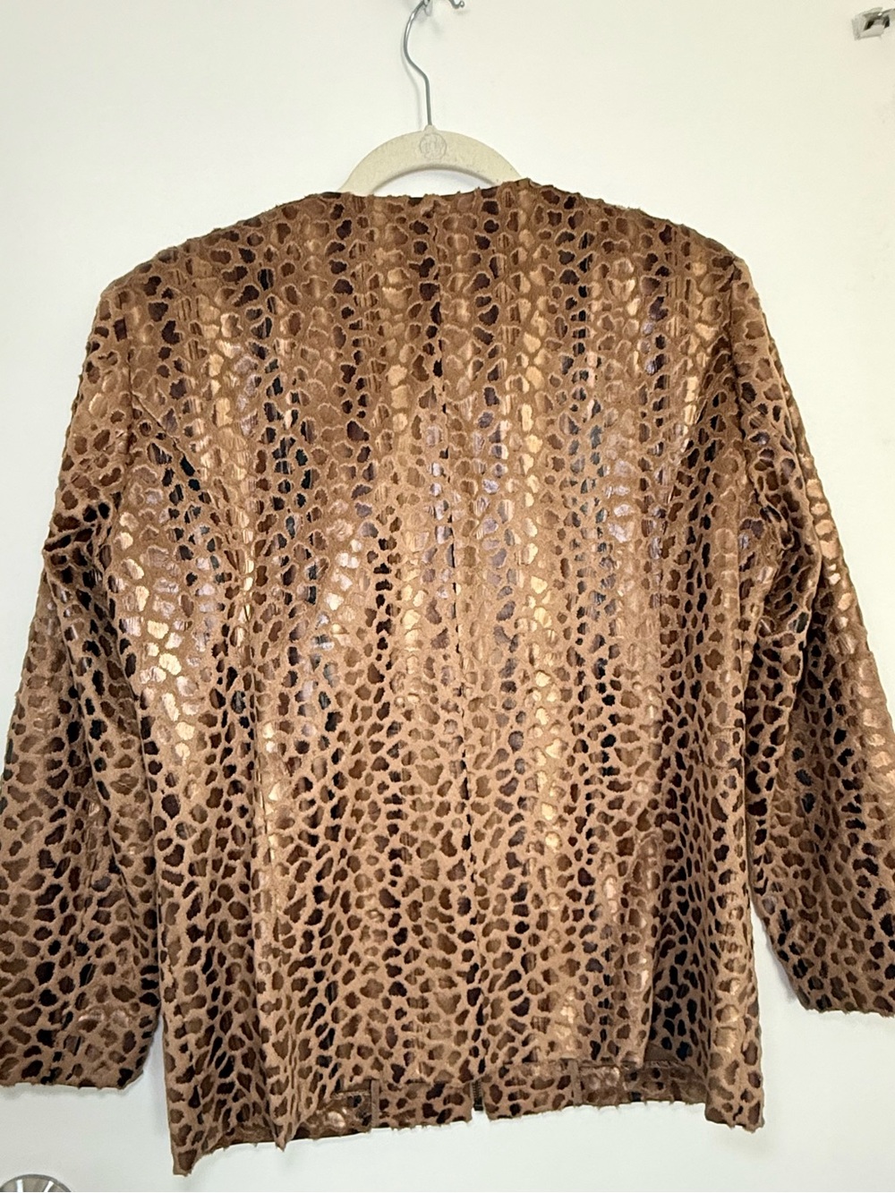 Alfred Dunner Womens Brown Leopard Zip Jacket - Picture 2 of 3